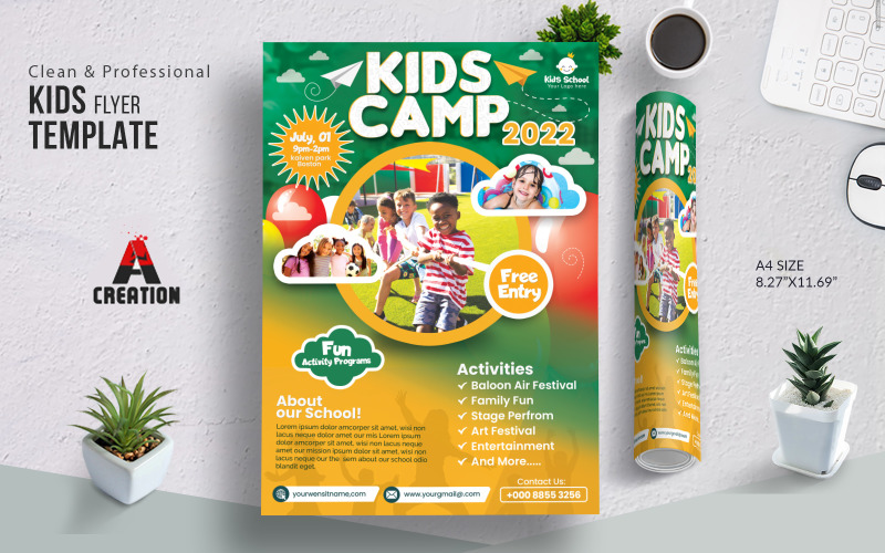 Colorful Kids Summer Camp Flyer Corporate Identity