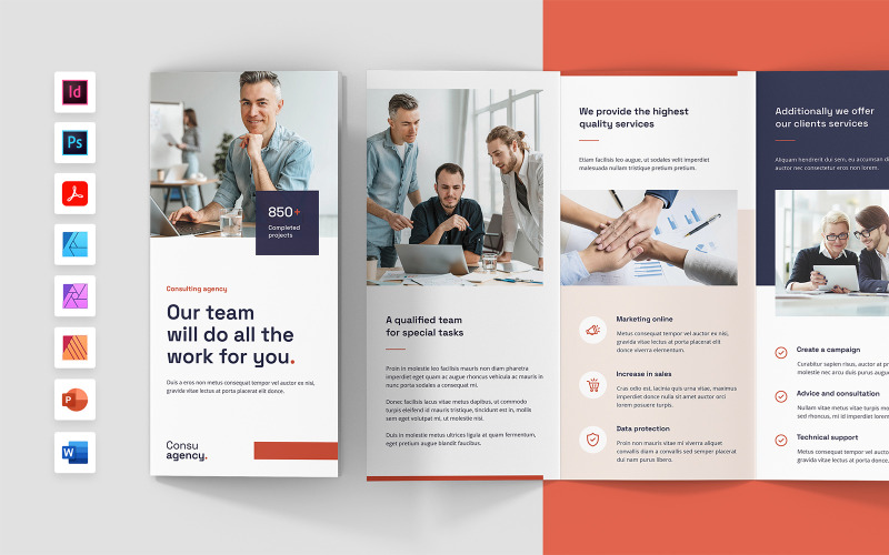Consulting Agency Brochure Tri-Fold Template Corporate Identity