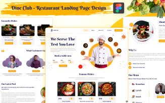 Dine Club - Restaurant Landing Page Figma Kit