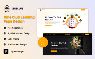 Dine Club - Restaurant Landing Page Figma Kit