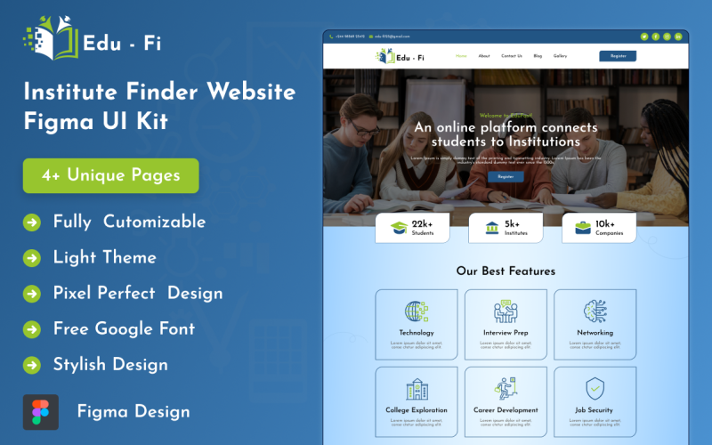 Edu-Fi - Institute Finder Website Figma Kit UI Element