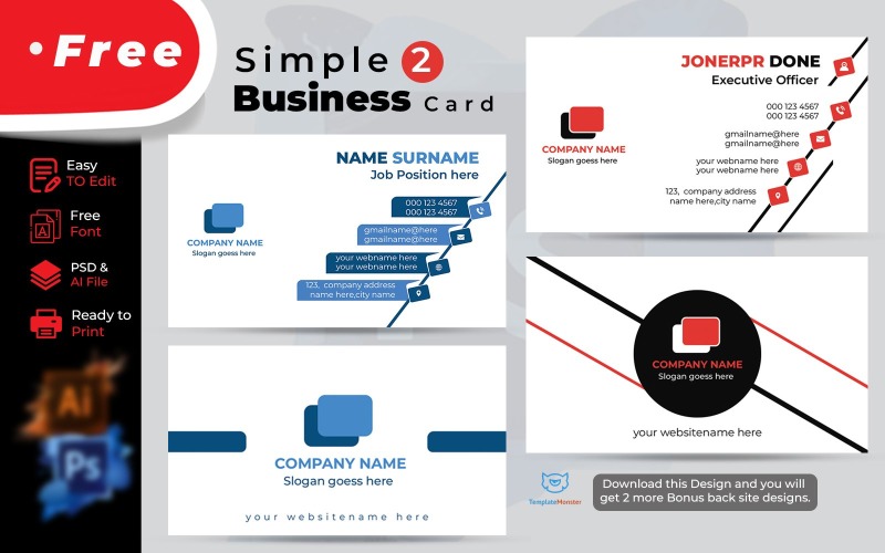 FREE Simple Business card design Template Corporate Identity