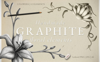Hand Made Graphite Flower Elements