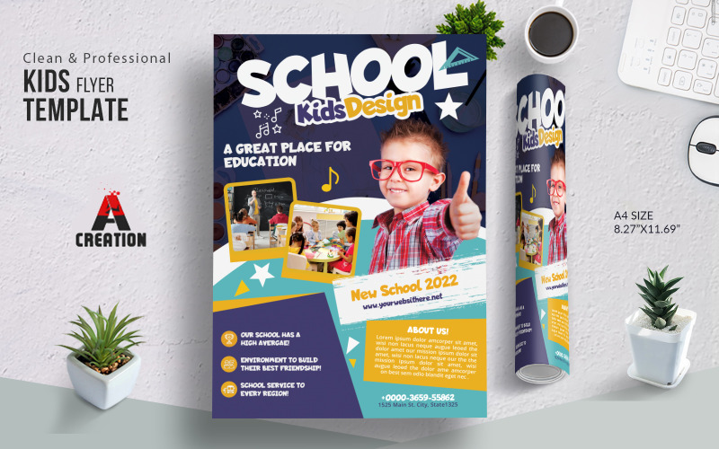 Kids Activities and Summer Camp Flyer Layout Set Corporate Identity