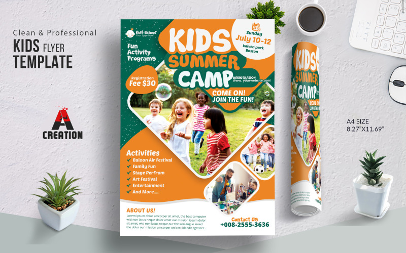 Kids Activities Kids Summer Camp Flyer Set Corporate Identity