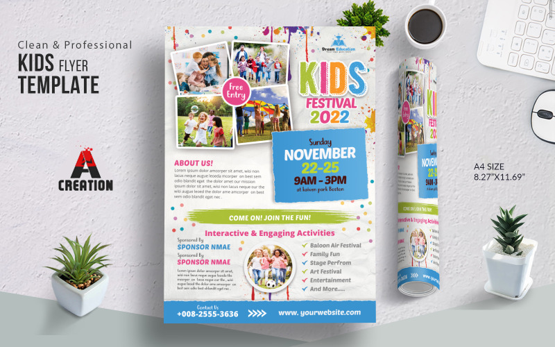 Kids Activities Summer Camp Flyer Set Corporate Identity