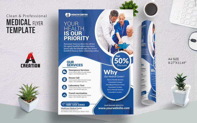 Medical Healthcare Flyer Template Design Layout Corporate Identity