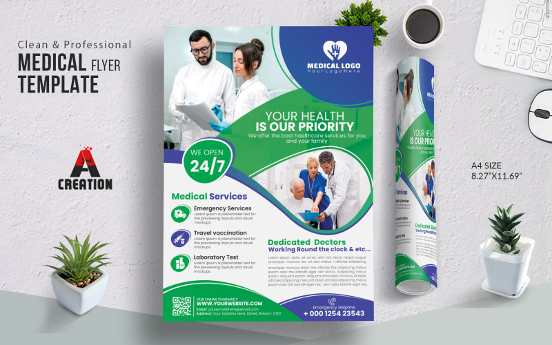 Medical Healthcare Flyer Template Layout Corporate Identity