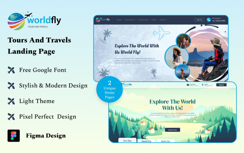 Travel Agency - Landing Page Design Figma Kit UI Element