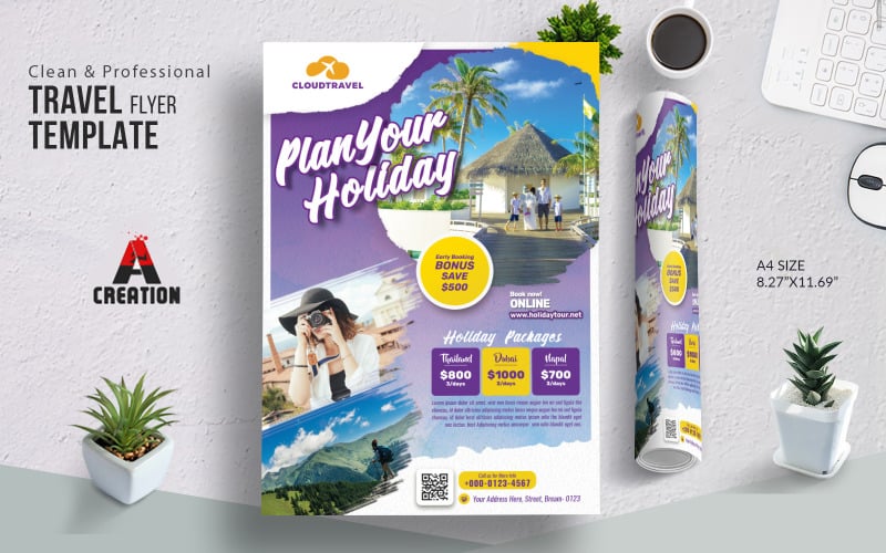 Travel Flyer Template design for travel agency Corporate Identity