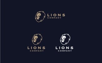 Elegant Lion Head Logo Design Vector Template