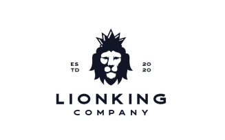 Elegant Lion Head With Crown Logo Design Template