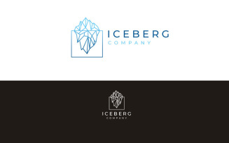 Geometric Line Art Mountain Iceberg Logo Design Vector Template