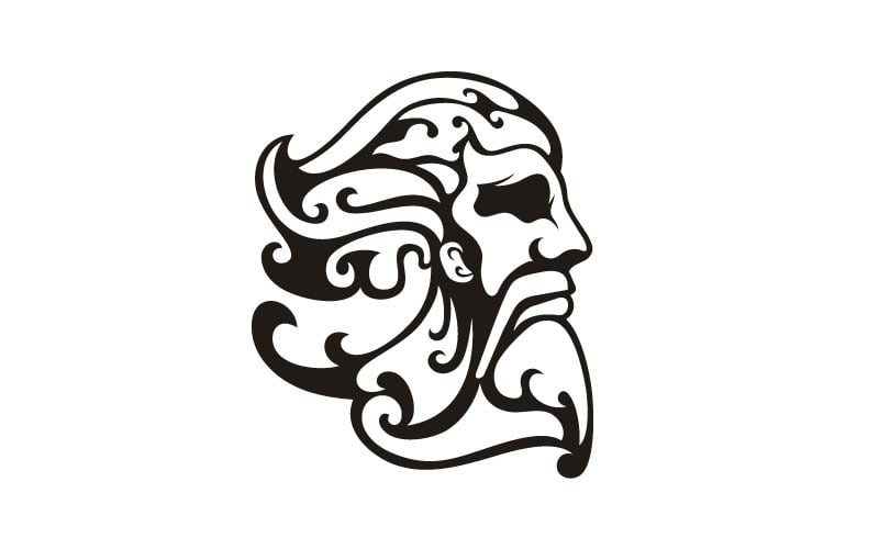 Greek God Zeus. Ancient Greek God Sculpture Philosopher Logo Design Inspiration Logo Template