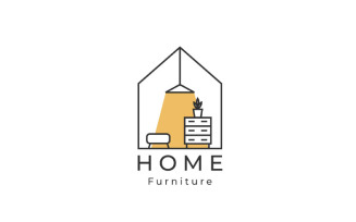 House, Lamp, Drawer Shelf, Home Furniture Logo Design Inspiration