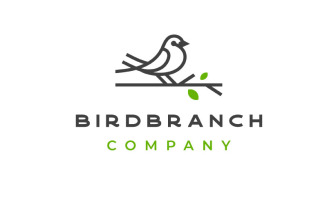 Line Art Monoline Bird Logo Design Template