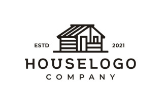 Line Art Simple House Logo Design Inspiration