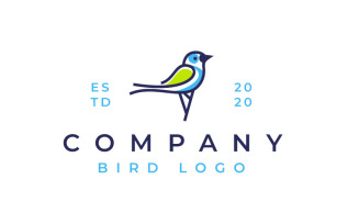 Minimalist Monoline Bird Logo Design Template