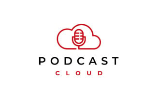 Podcast Cloud Logo, Cloud Computing With Mic Logo Design