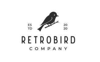 Retro Bird Silhouette Logo Design Vector Template