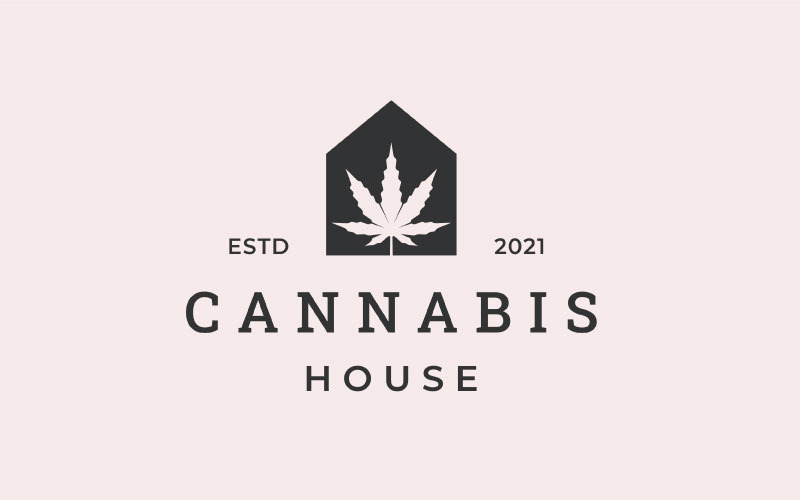 Retro Cannabis House Logo Design Vector Template Logo Template