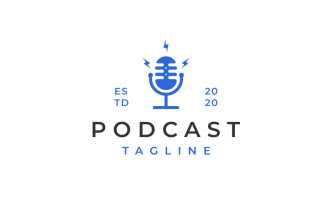 Retro Microphone for Podcast Logo Design Inspiration