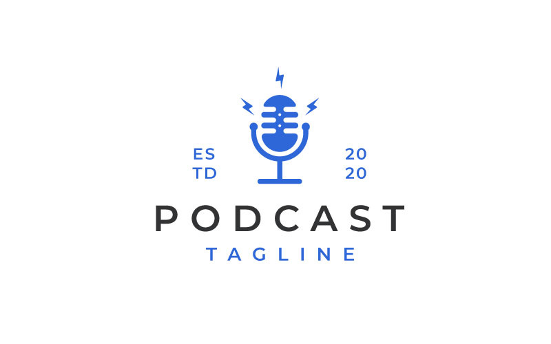 Retro Microphone for Podcast Logo Design Inspiration Logo Template