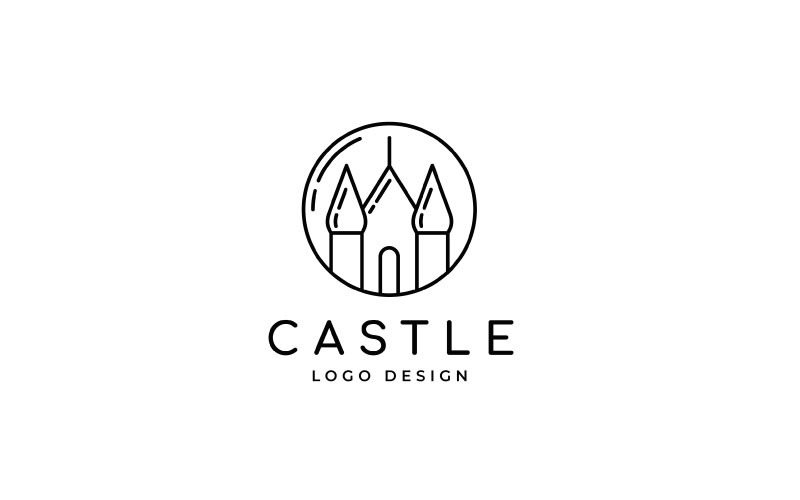 Simple Minimalist Castle Line Art Logo Design Inspiration Logo Template