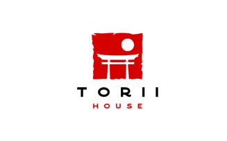 Torii Gate / Torii House Vintage Hipster Logo Design