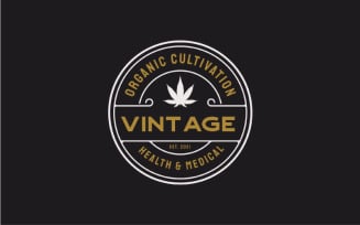 Vintage Emblem CBD THC Cannabis Logo Design Template