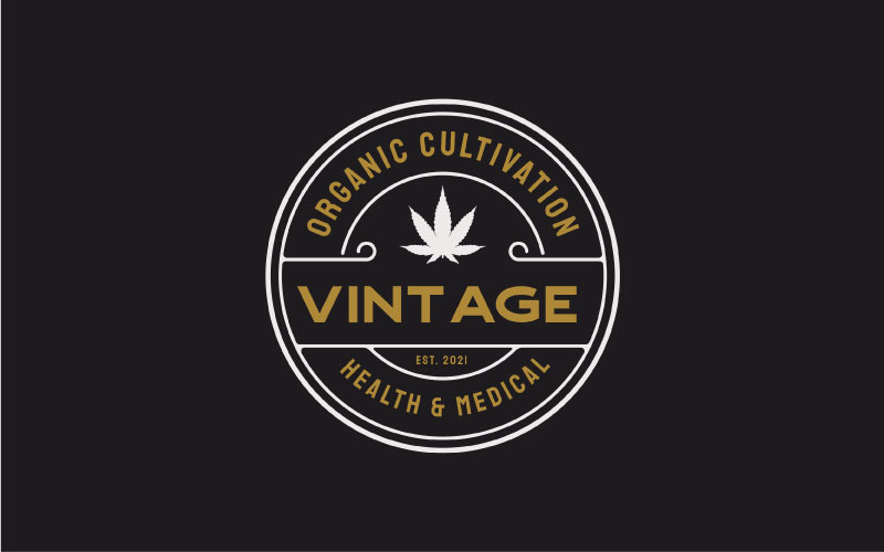 Vintage Emblem CBD THC Cannabis Logo Design Template Logo Template