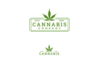 Vintage Emblem Stamp CBD THC Cannabis Logo Template