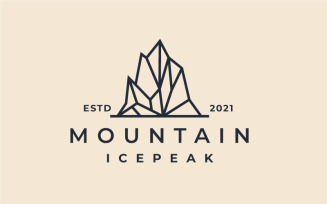 Vintage Hipster Iceberg, Mountain Peak Logo Design Template