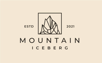 Vintage Hipster Iceberg, Mountain Peak Logo Design