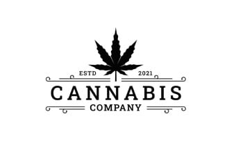 Vintage Retro CBD THC Cannabis Logo Template