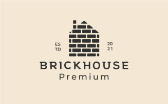 Vintage Retro Hipster Brick House Logo Design Template