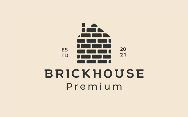 Vintage Retro Hipster Brick House Logo Design Template Logo Template