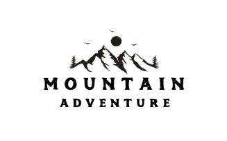 Vintage Rustic Hipster Mountain Adventure Logo Design Template