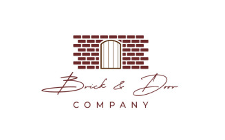 Wall Brick And Wooden Door Logo Design Inspiration