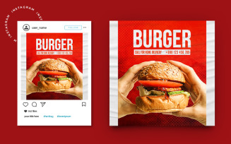 Burger Food Social Media Instagram Post Banner Template