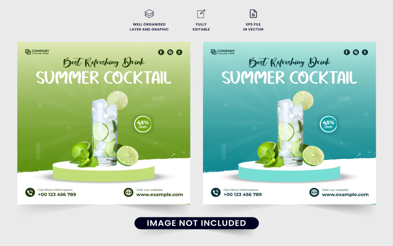 Cocktail sale and promotion template Social Media