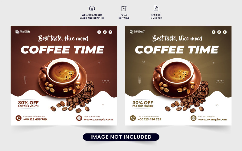 Coffee promotion template vector design Social Media