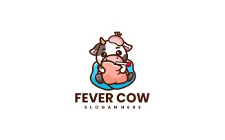 Fever Cow Cartoon Logo Style