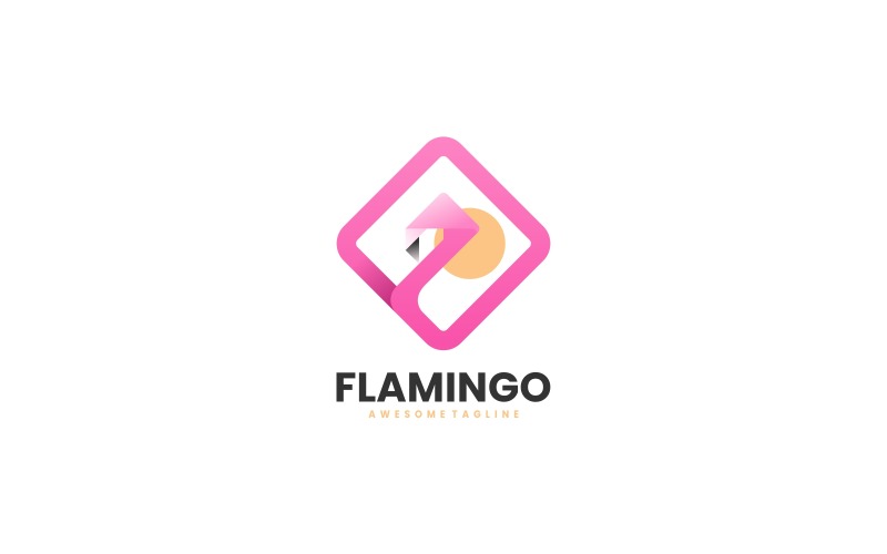 Flamingo Square Gradient Logo Logo Template