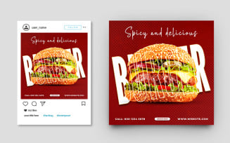 Food Burger Restaurant Promotion Social Media Post Banner Template