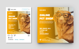 Pet Shop Promotion Instagram Post And Social Media Banner Template