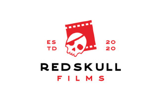 Pirates Skull With Film Strip For Movie Cinema Logo Design