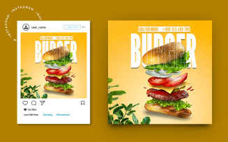 Restaurant Fast Food Burger Promotion Social Media Post Banner Template