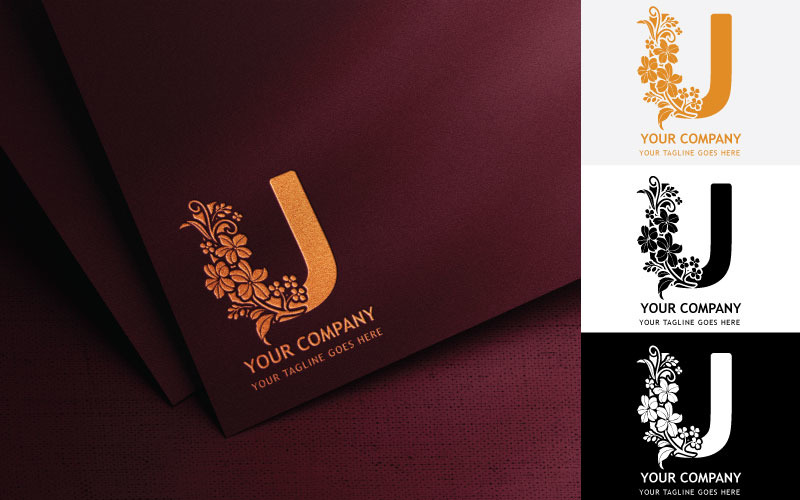 Floral Letter U Embroidery Logo Design-Brand Identity Logo Template