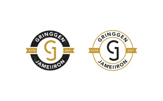 Letter GJ JG Emblem Stamp Logo
